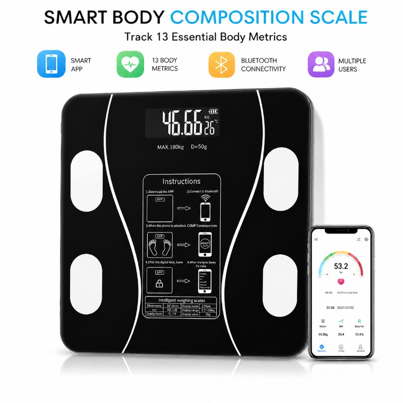 Body Fat Scale Smart - Balança Digital Inteligente Bluetooth para Gordura