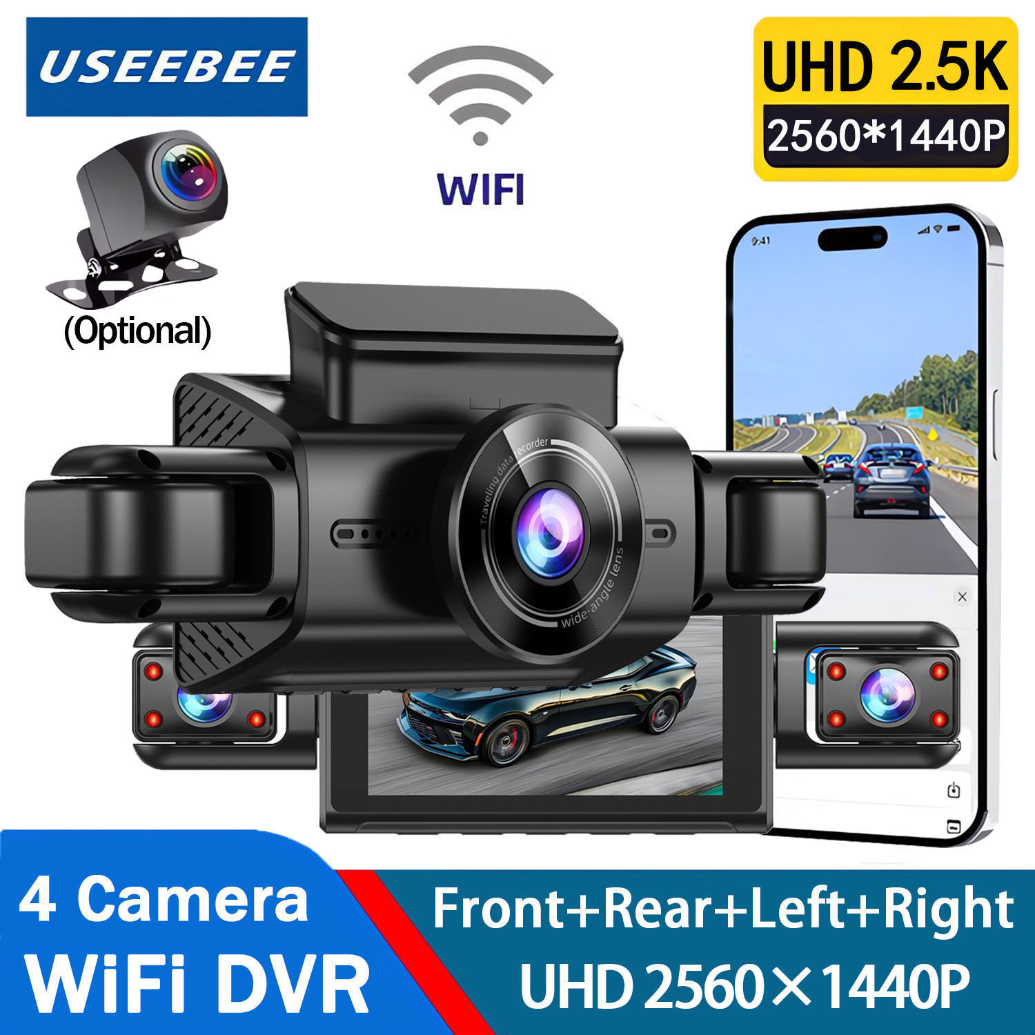 Panoramic Dash Cam 360 - 360 graus 4 câmeras traço cam