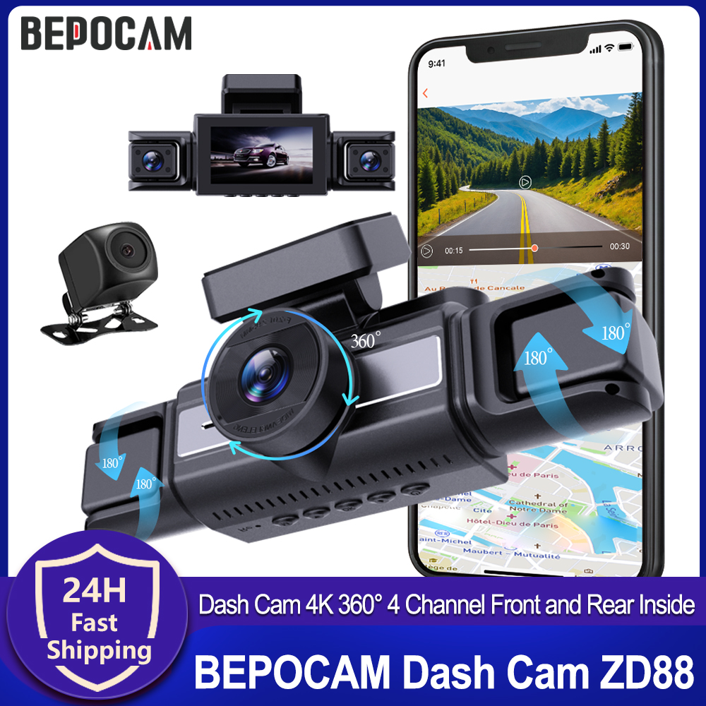 Panoramic Dash Cam 360 - Câmera Veicular BEPOCAM 4K com 4