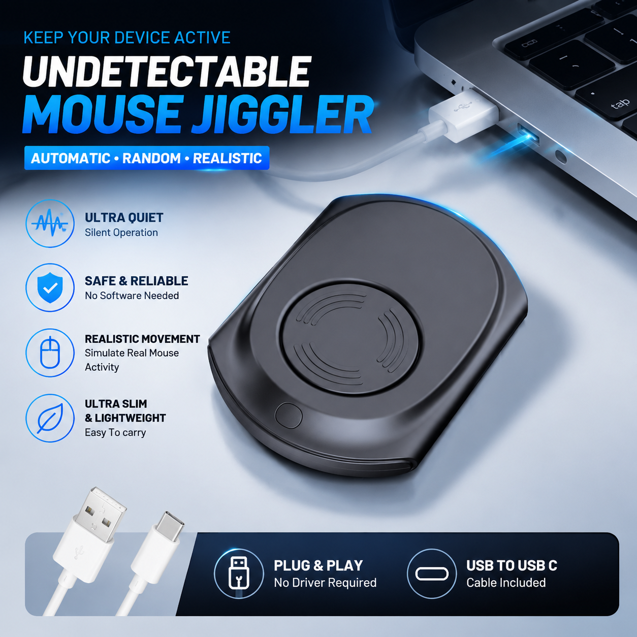 Auto Mouse Mover - Dispositivo de movimentação de mouse indetectável,