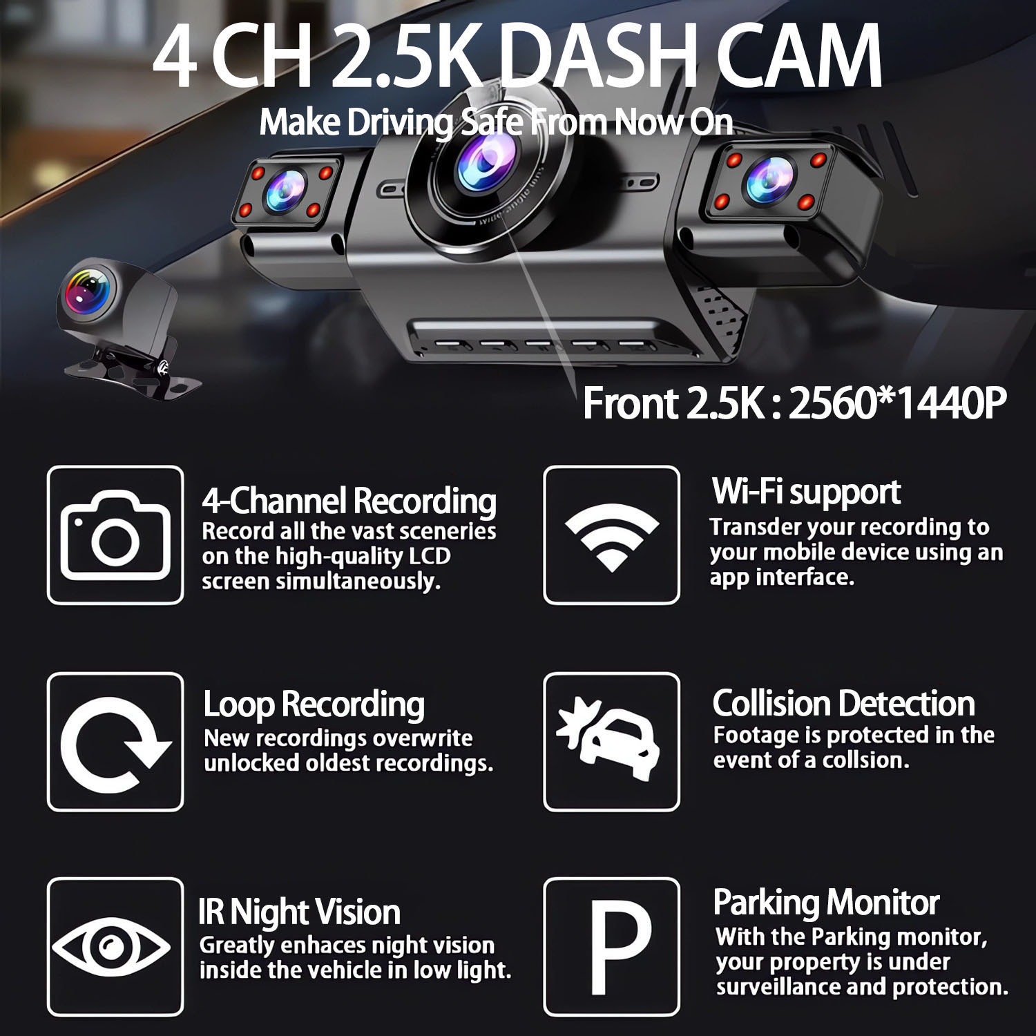360 graus 4 câmeras traço cam  - Panoramic Dash Cam 360 avaliação e preço