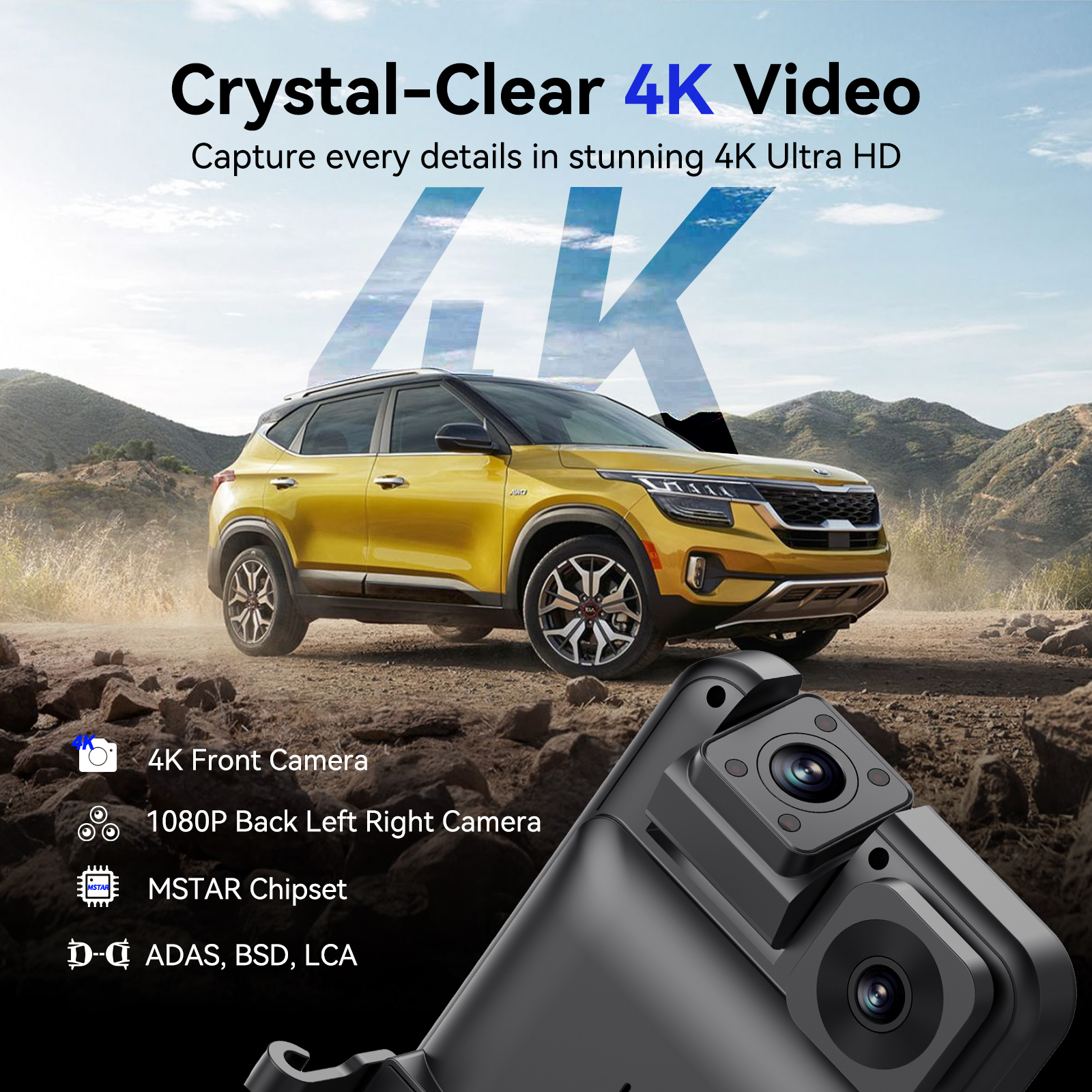 ADINKAM Câmera de Painel 4K de - Panoramic Dash Cam 360 avaliação e preço